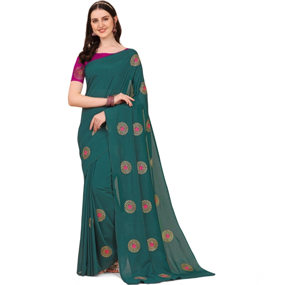 Ranili Silk Blend Embroidered Saree With Unstitched Blouse 5.5mtr