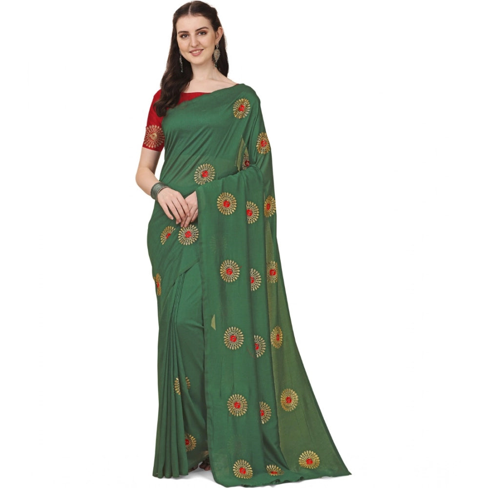 Ranili Silk Blend Embroidered Saree With Unstitched Blouse 5.5mtr
