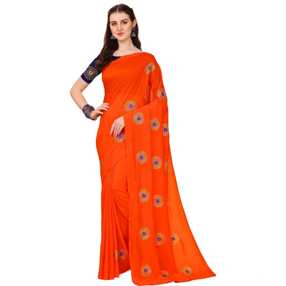 Ranili Silk Blend Embroidered Saree With Unstitched Blouse 5.5mtr