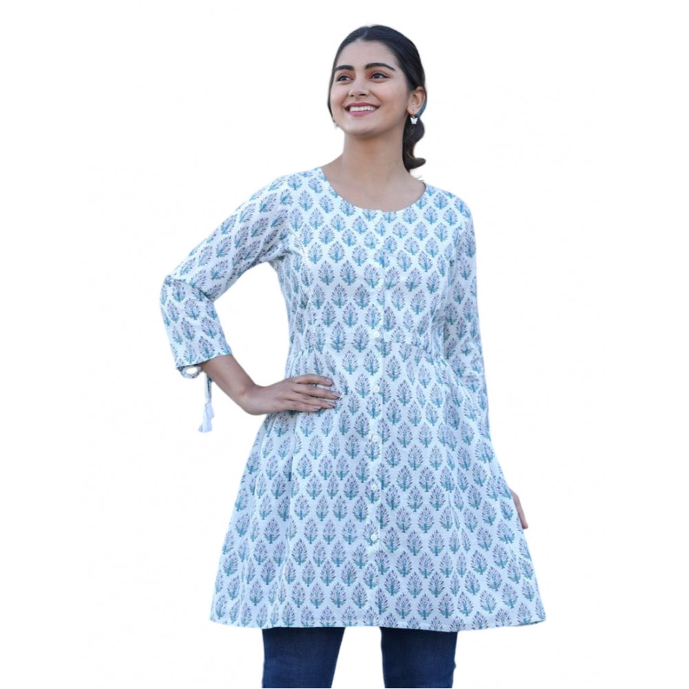 Ranili Cotton Printed 3/4 Sleeve Round Neck Tunics