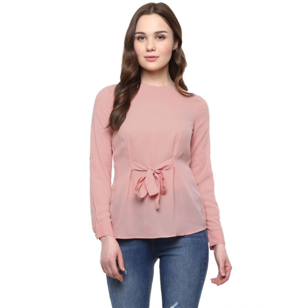 Ranili Polyester Solid Long Sleeves Regular Top