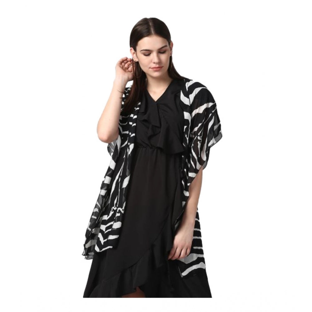 Ranili Polyester Printed Short Sleeve Shrug