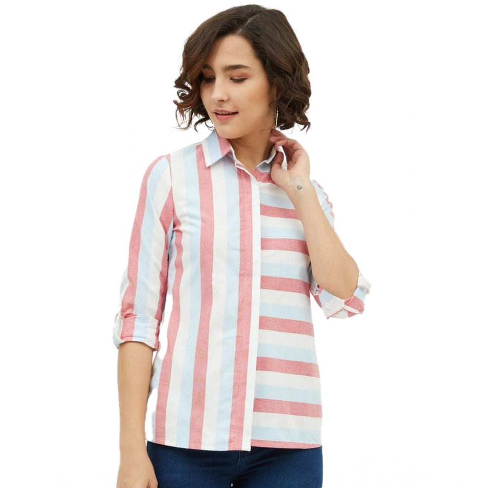 Ranili Cotton Striped Long Sleeves Standard Length Shirt