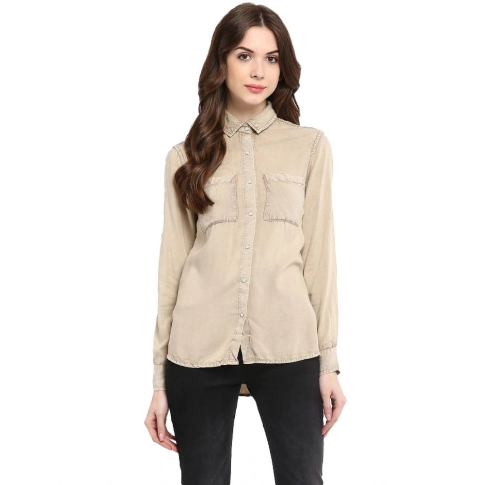 Ranili Rayon Solid Long Sleeves Standard Length Shirt