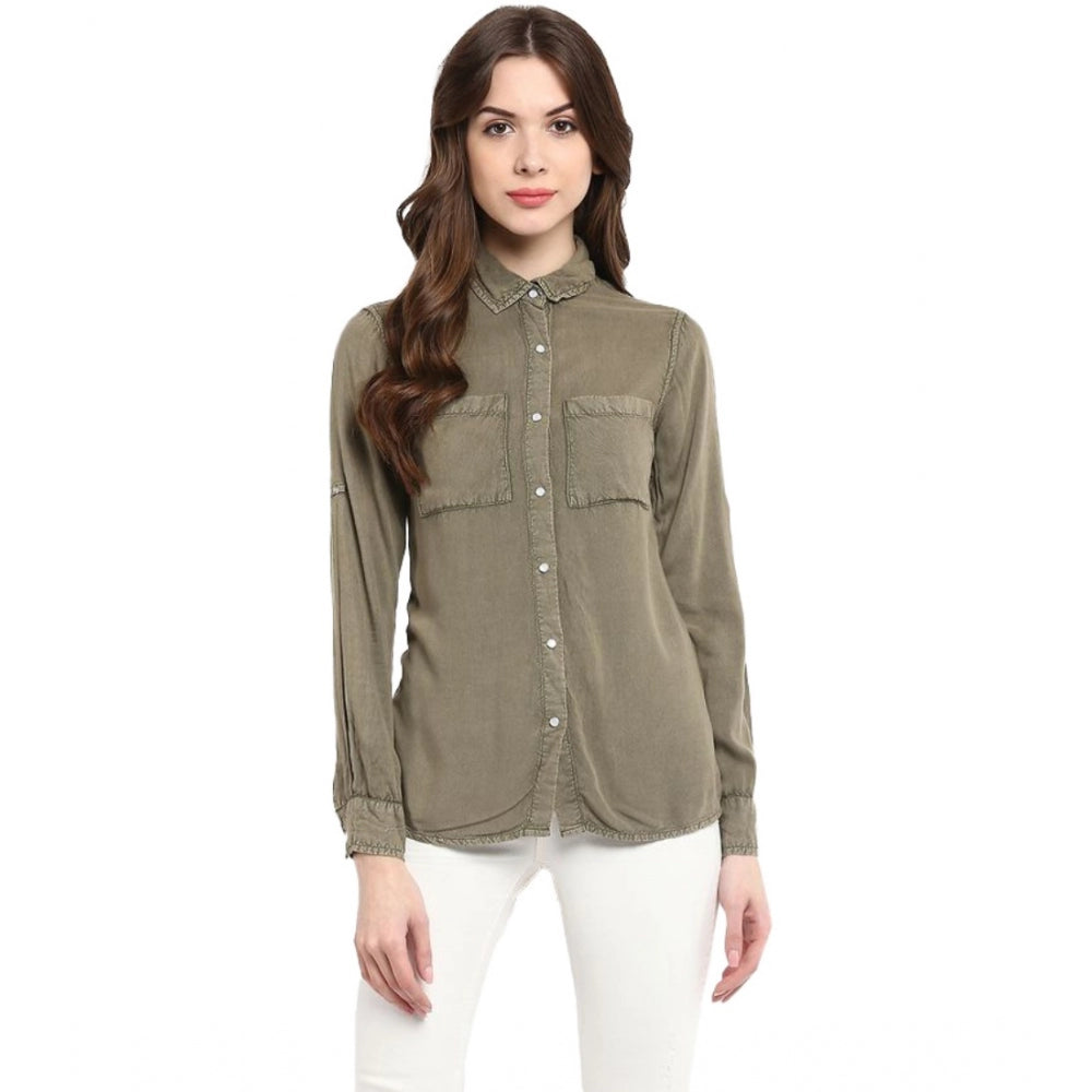 Ranili Rayon Solid Long Sleeves Standard Length Shirt