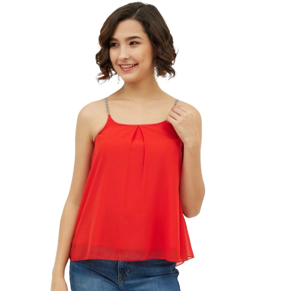 Ranili Polyester Embellished Shoulder Straps Top