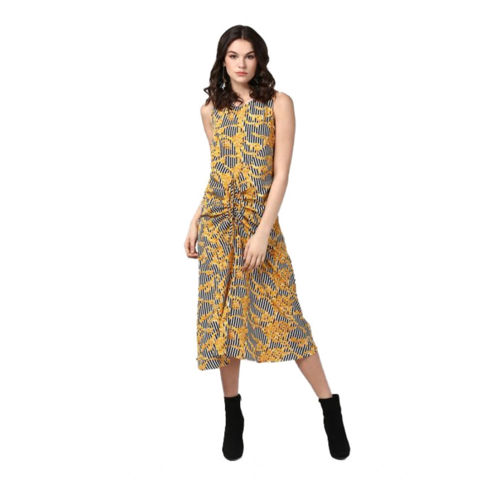 Ranili Polyester Chain Print Sleeveless Below Knee Dress