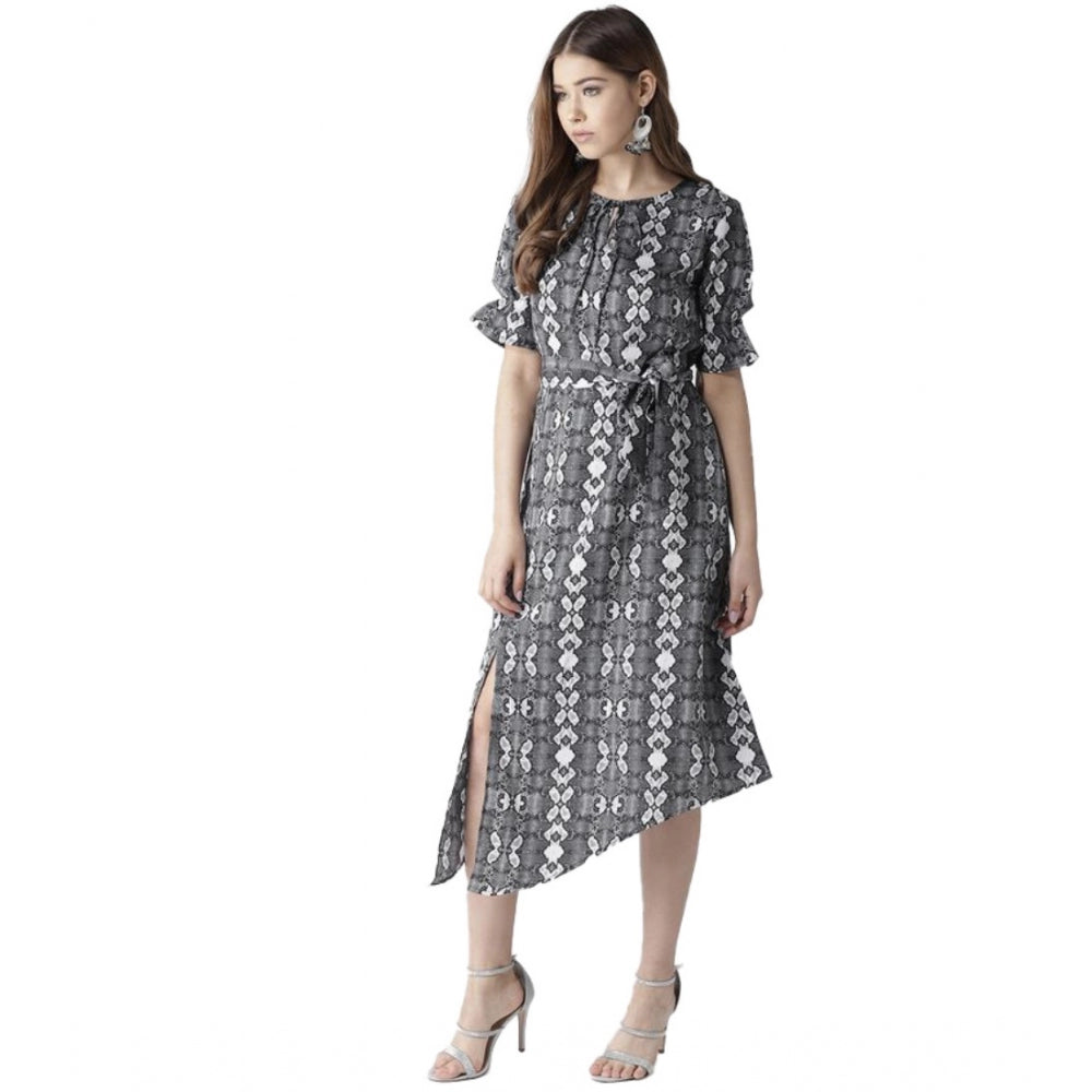 Ranili Polyester Animal Print Short Sleeve Knee-length Dress