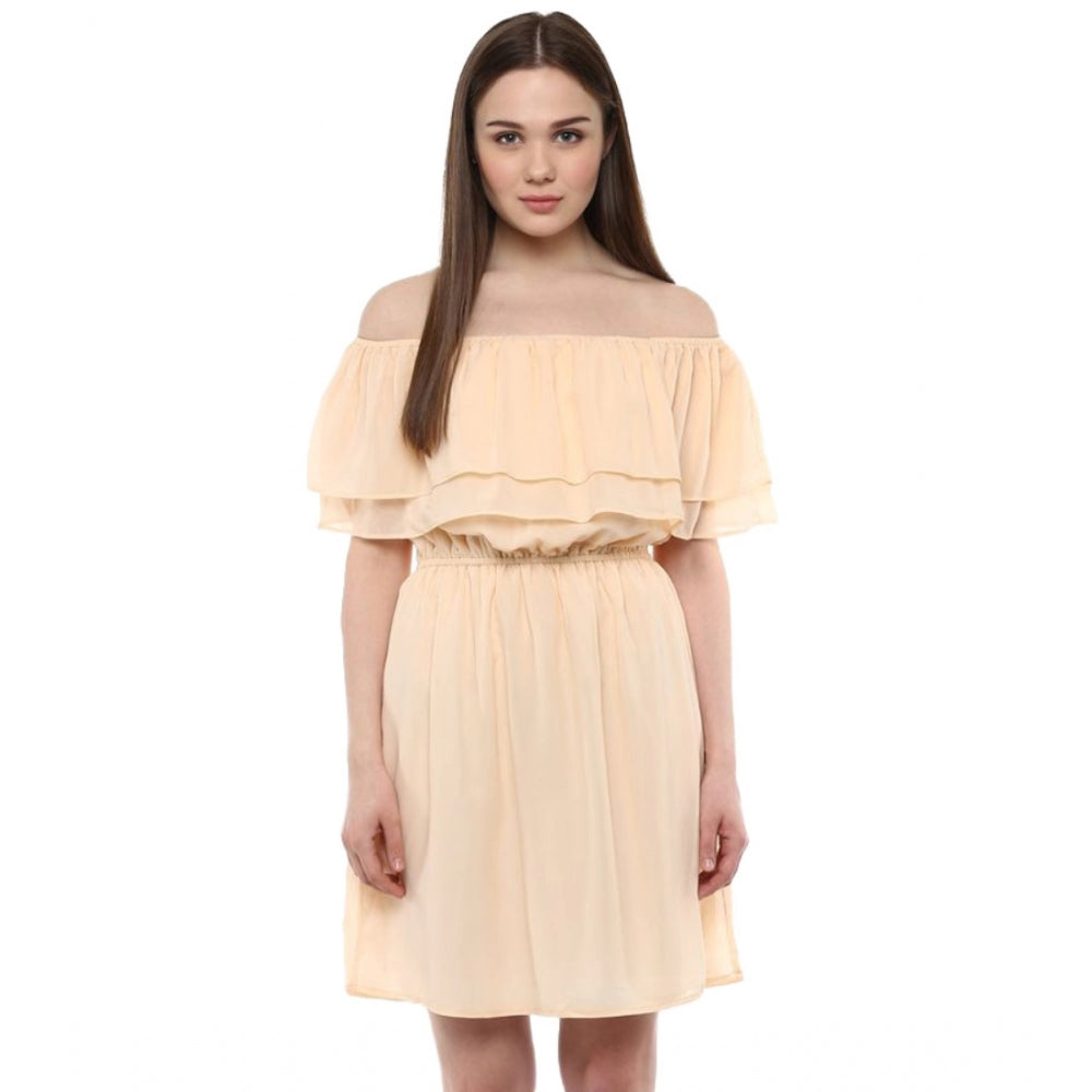 Ranili Polyester Solid Sleeveless Knee-length Dress