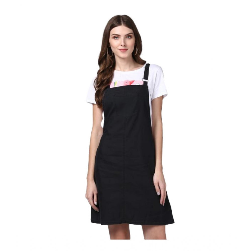 Ranili Denim Solid Shoulder Straps Above Knee Dungaree