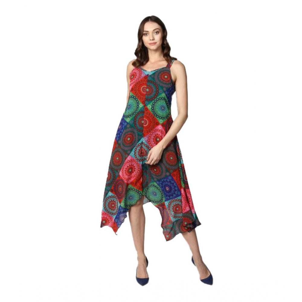 Ranili Polyester Asymmetrical Shoulder Straps Knee-length Dress