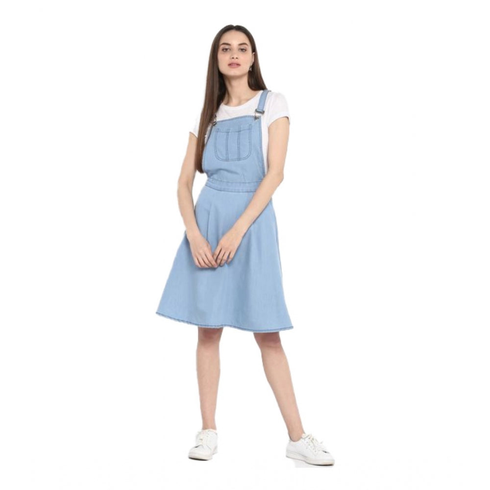 Ranili Denim Solid Sleeveless Above Knee Dress
