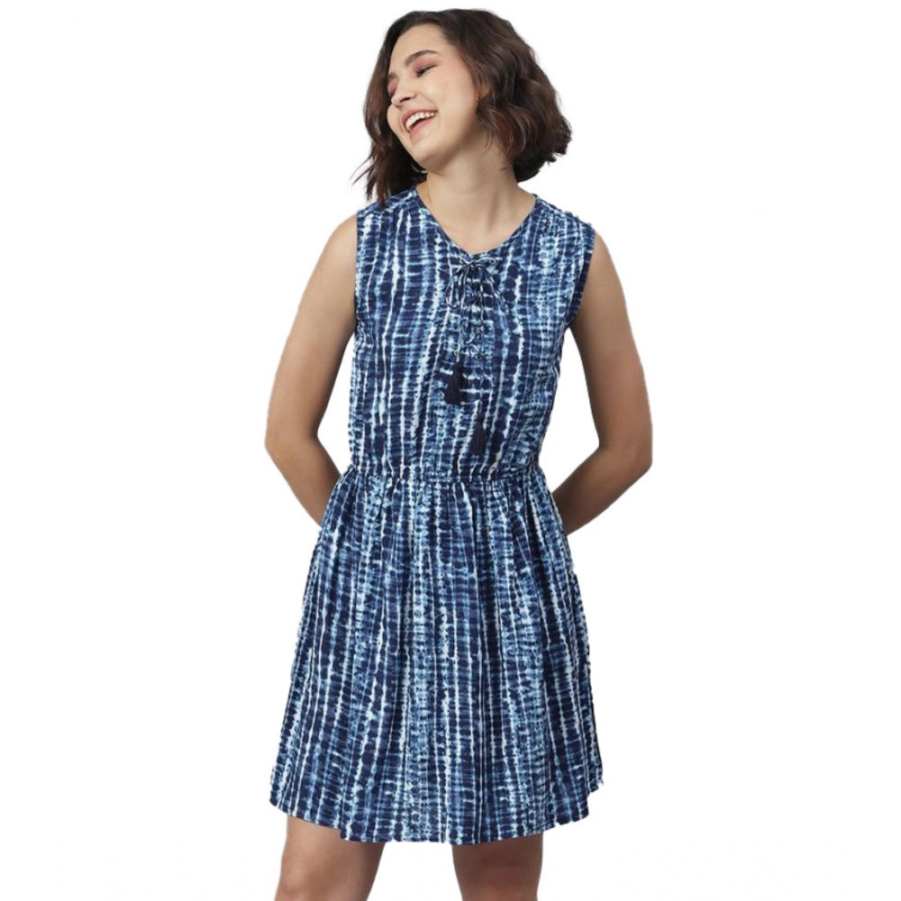 Ranili Rayon Tie & Dye Sleeveless Above Knee Dress