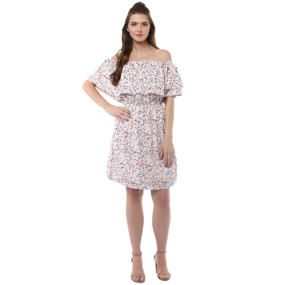 Ranili Rayon Floral Half Sleeve Above Knee Dress