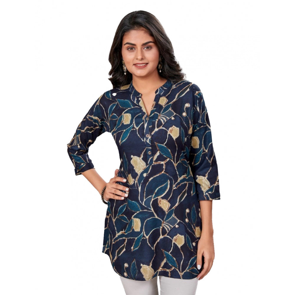 Ranili Rayon Mandarin Collar 3/4 Sleeves Short Top