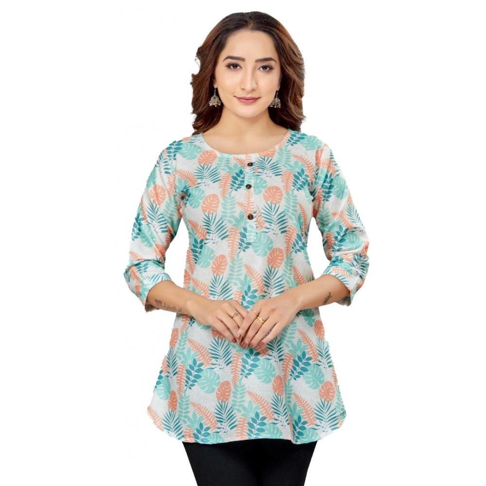 Ranili Cotton Blend Round Neck 3/4 Sleeves Short Top