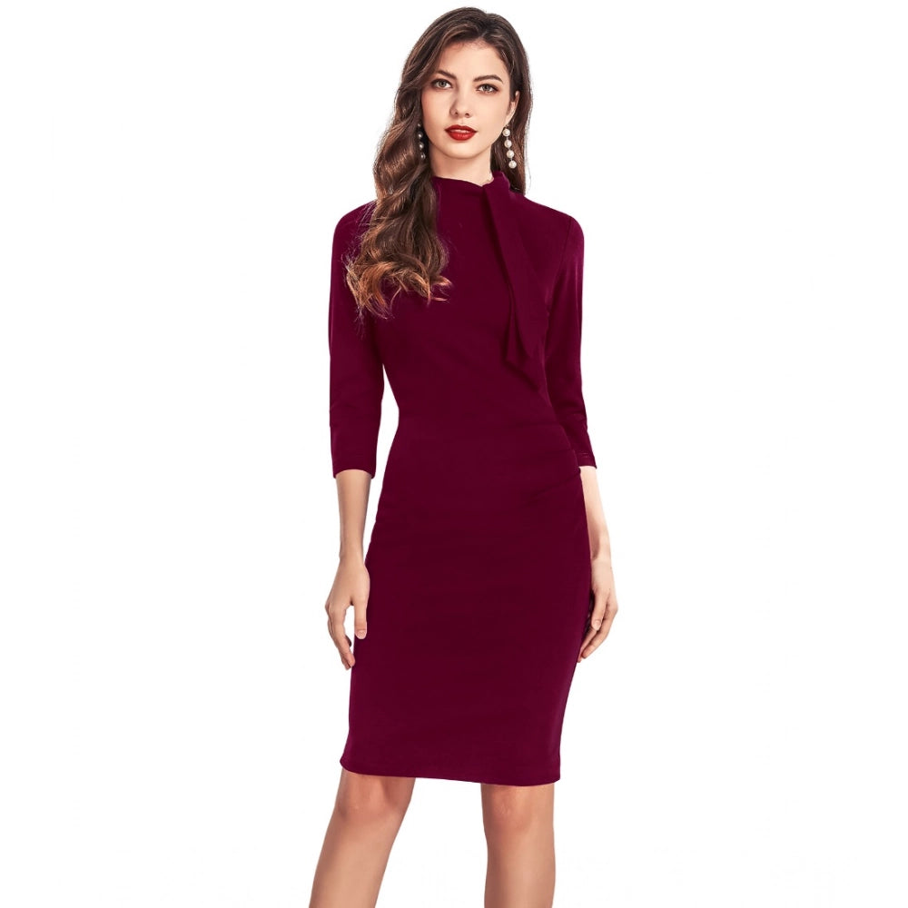 Ranili Knitting Stretchable Solid Round Neck 3-4th Dress