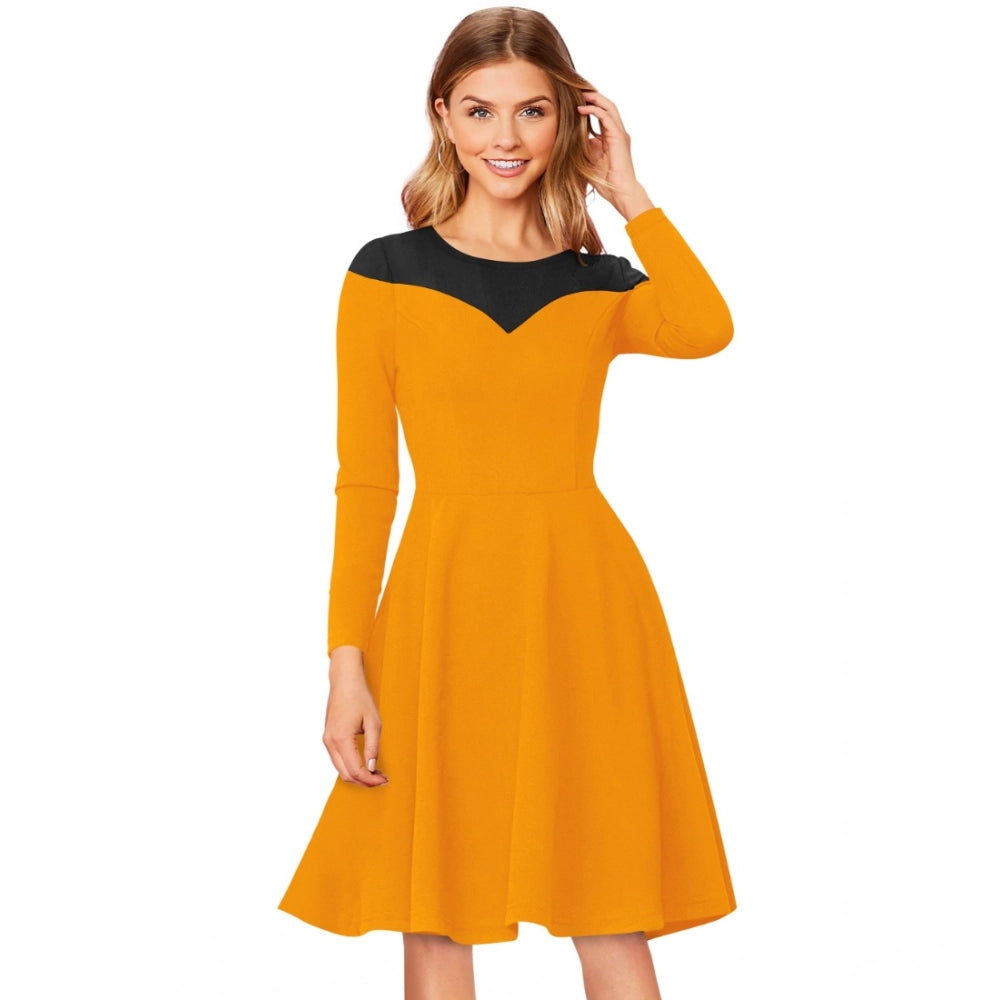 Ranili Knitting Stretchable Solid Round Neck Full Sleeve Dress