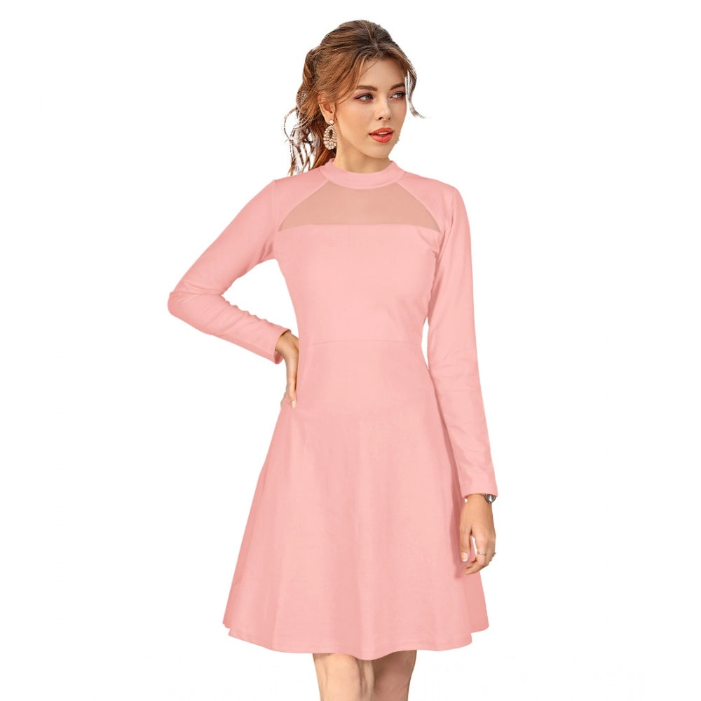Ranili Knitting Stretchable Solid Round Neck Full Sleeve Dress