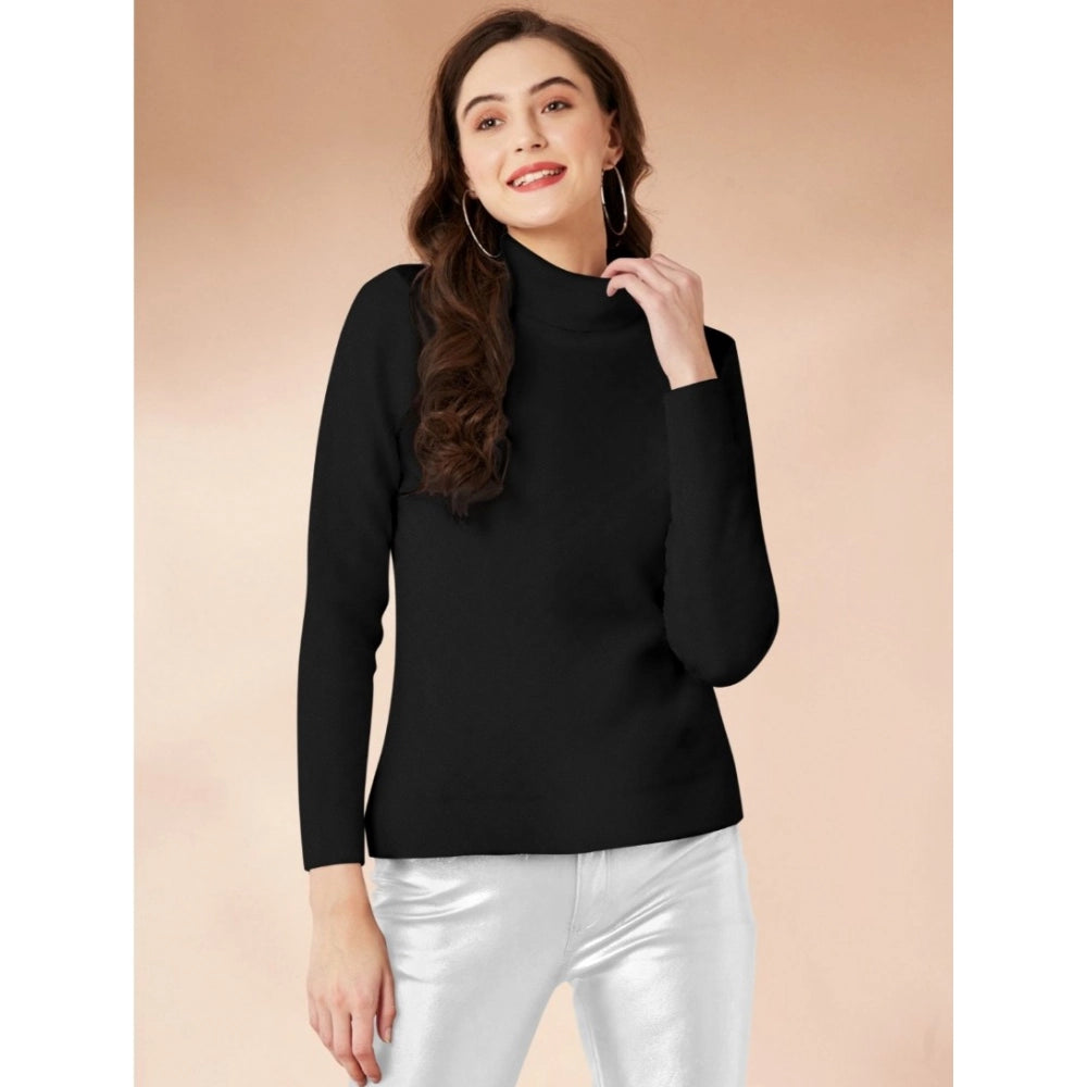 Ranili Polyester Solid High Neck Full Sleeve T-shirt