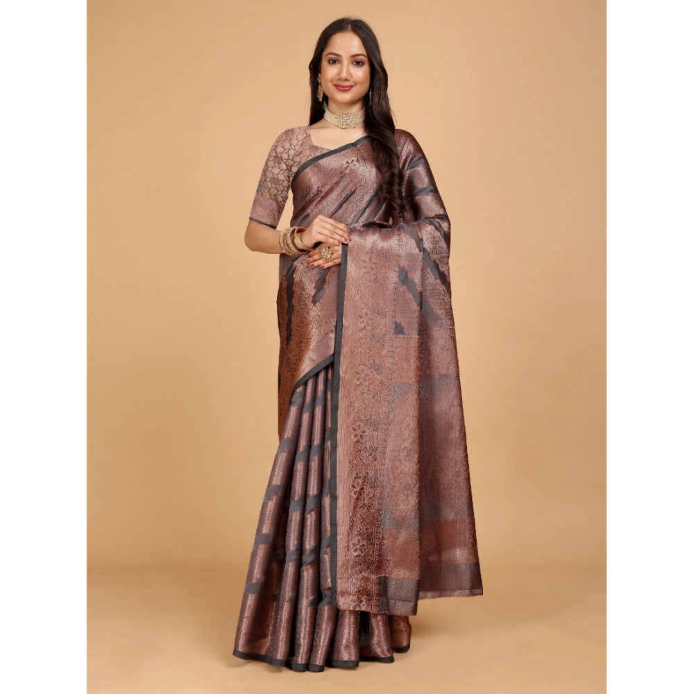 Ranili Organza Woven Saree With Unstitched Blouse