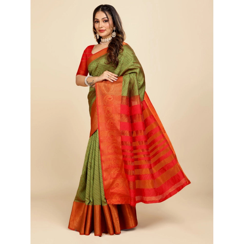 Ranili Organza Woven Saree With Unstitched Blouse