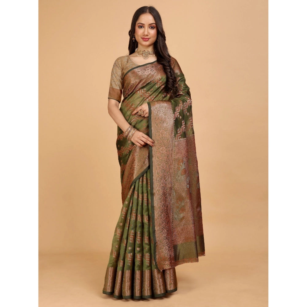 Ranili Organza Woven Saree With Unstitched Blouse