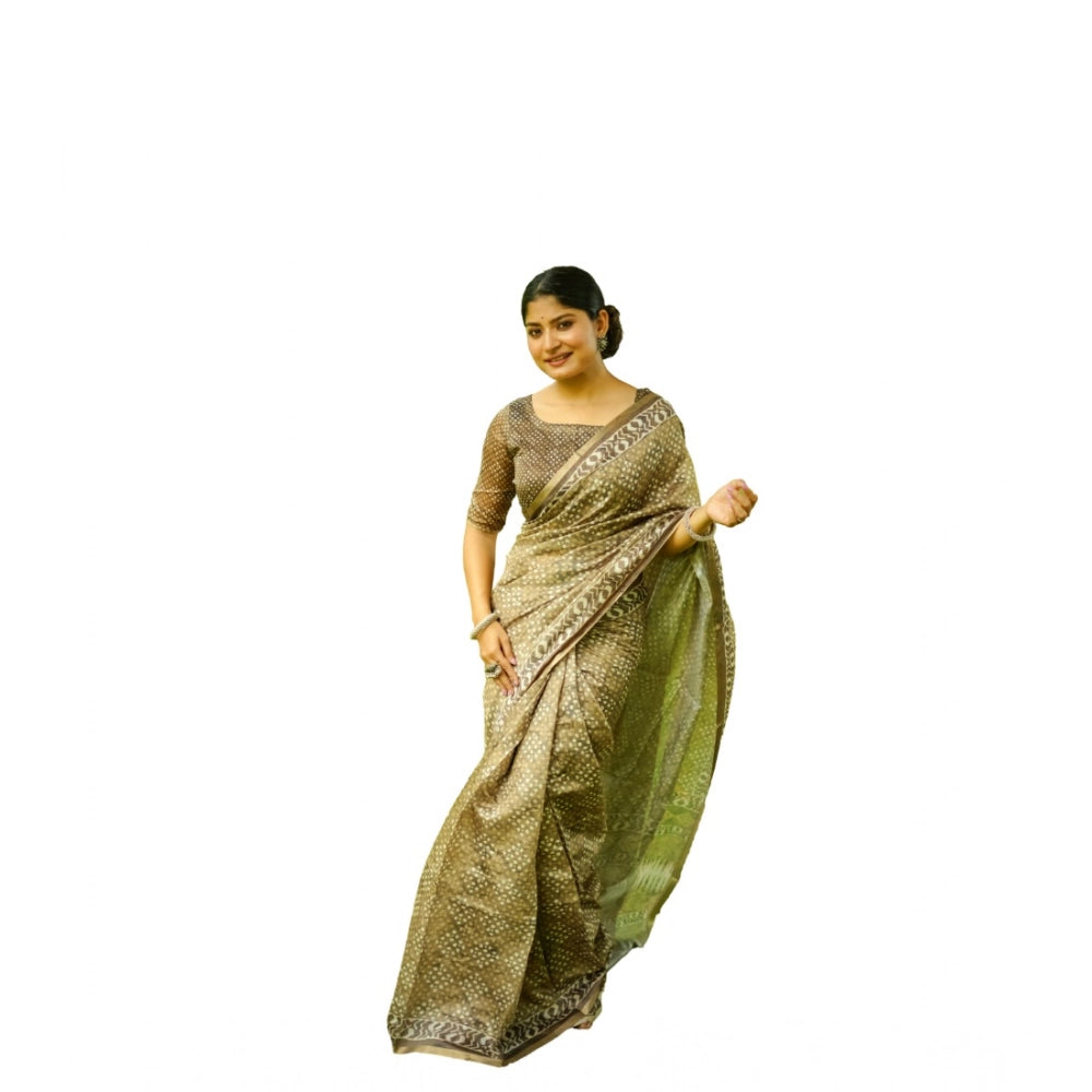 Ranili Cotton Printed Saree With Unstitched Blouse