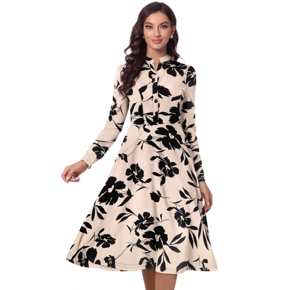 Ranili Knitting Printed V-neck Full Sleeve Dress
