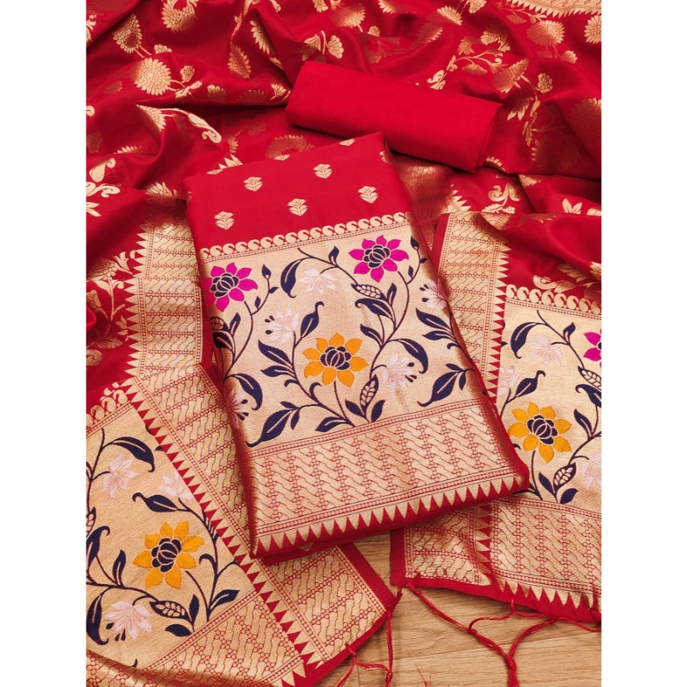 Ranili Banarasi Silk Printed Unstitched Salwar Suit Material With Dupatta