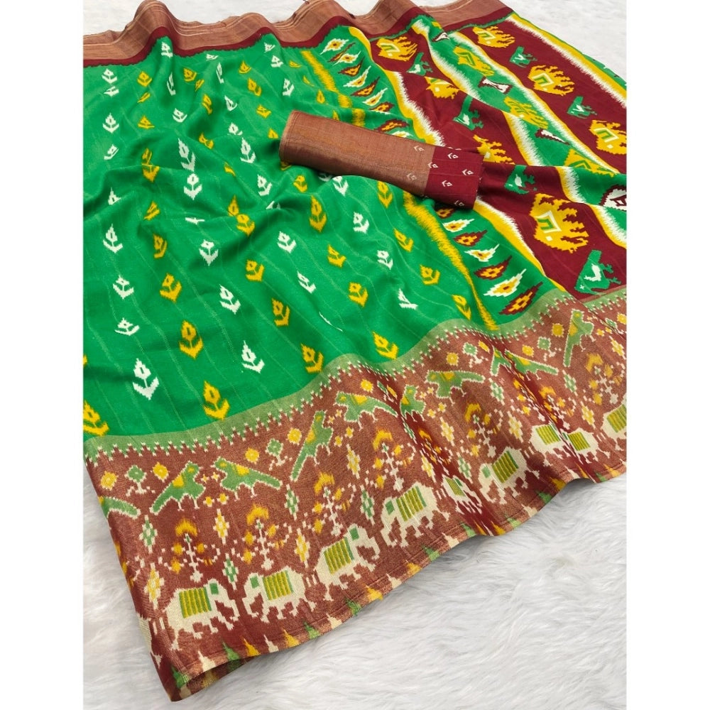 Ranili Silk Blend Printed Saree With Unstitched Blouse