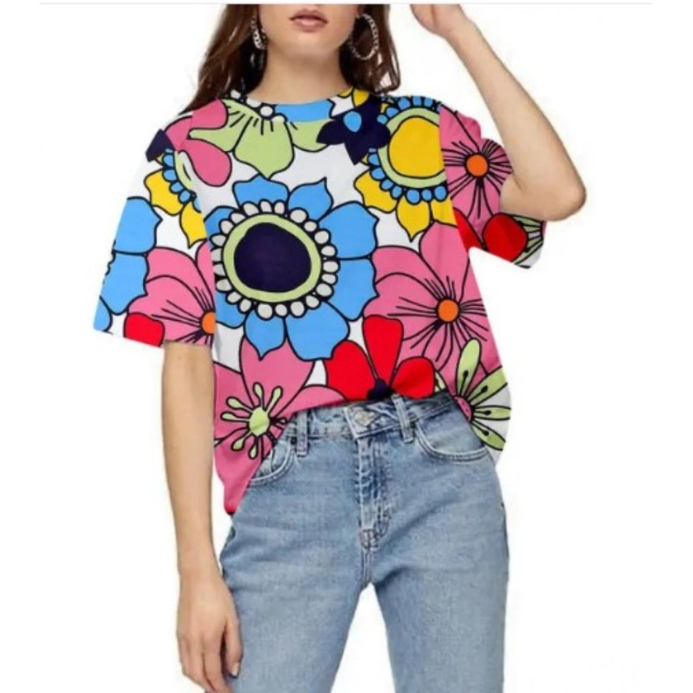 Ranili Lycra Printed Round Neck Short Sleeve T-shirt