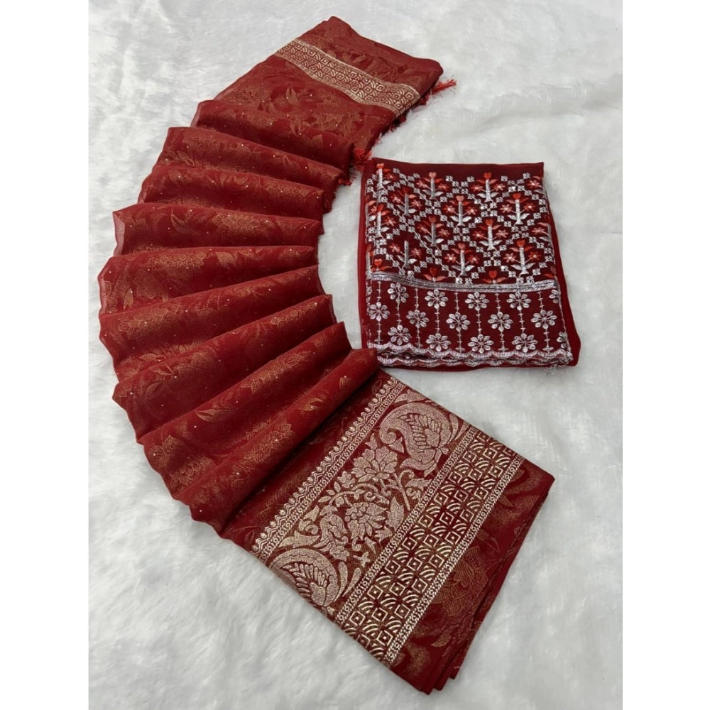 Ranili Georgette Printed Saree With Unstitched Blouse