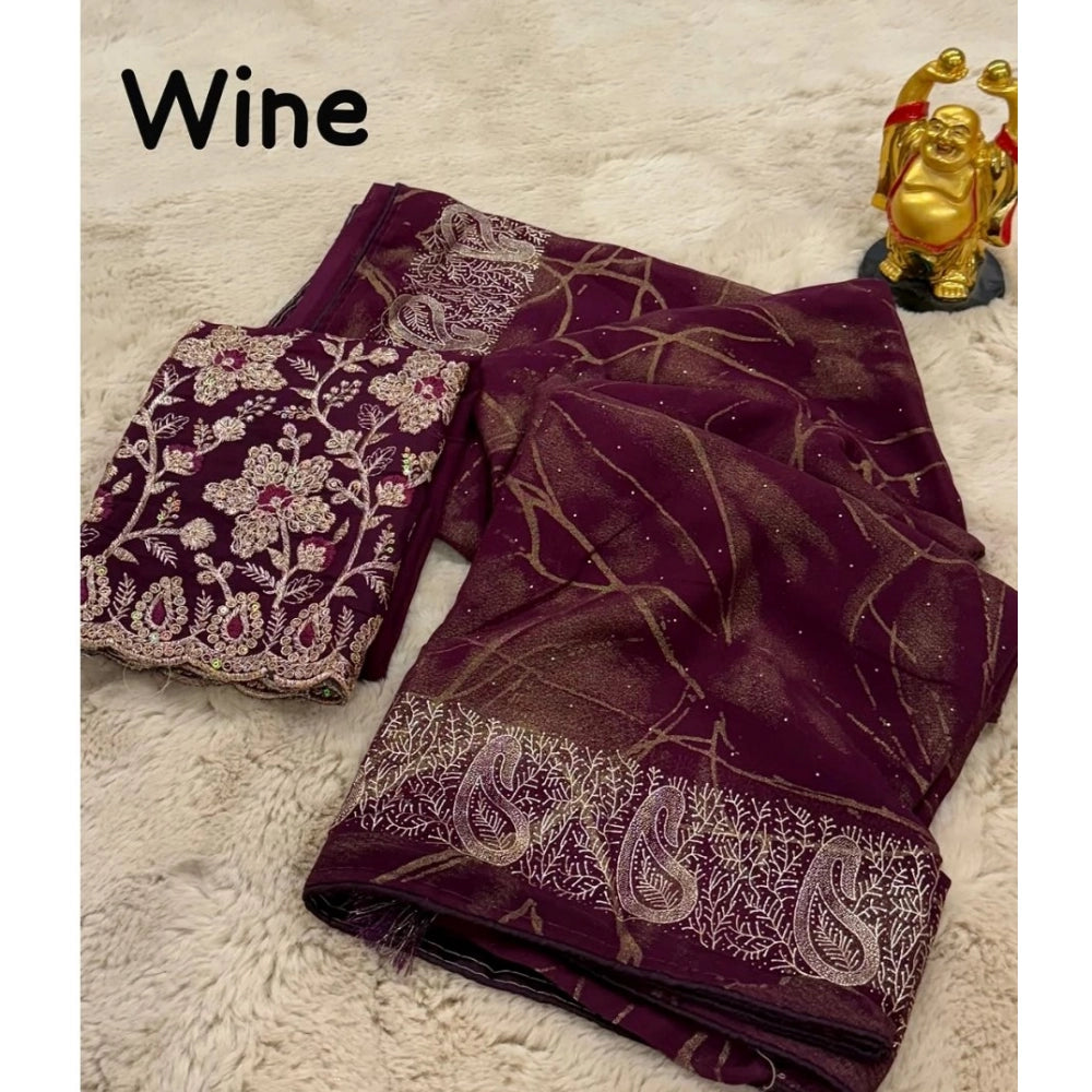 Ranili Georgette Printed Saree With Unstitched Blouse
