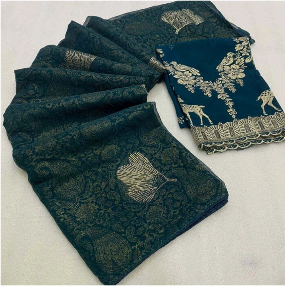 Ranili Georgette Printed Saree With Unstitched Blouse