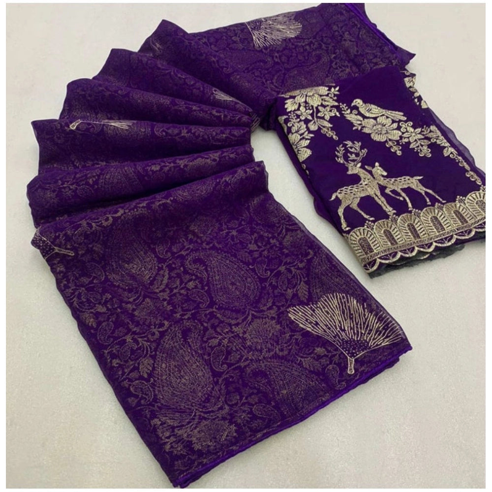 Ranili Georgette Printed Saree With Unstitched Blouse