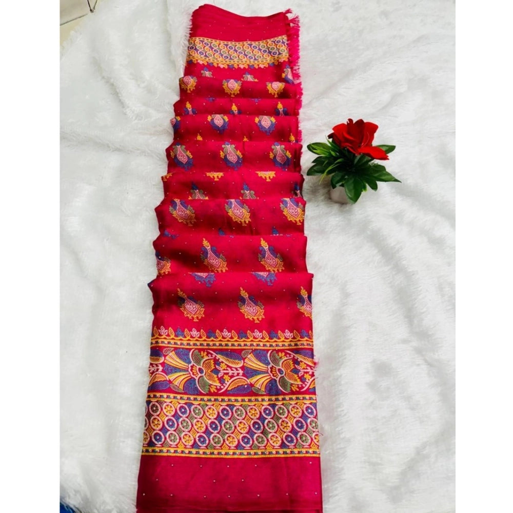 Ranili Silk Blend Printed Saree With Unstitched Blouse
