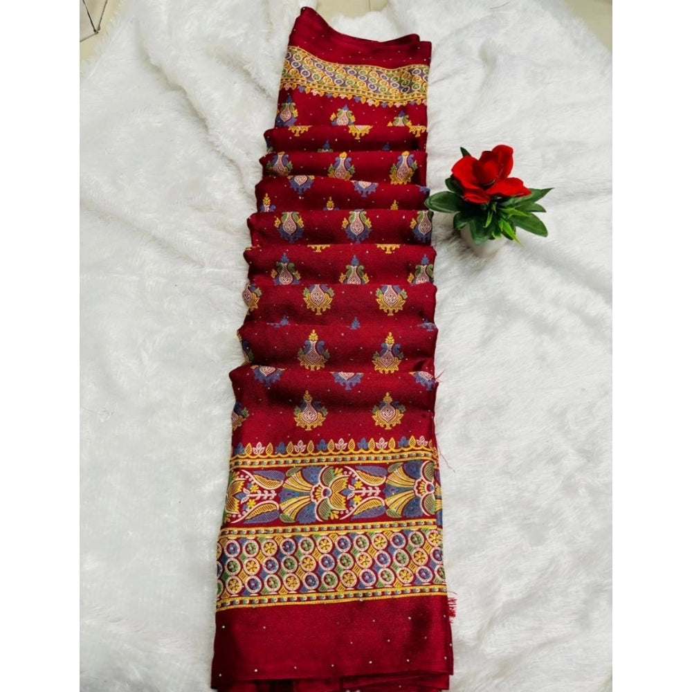 Ranili Silk Blend Printed Saree With Unstitched Blouse