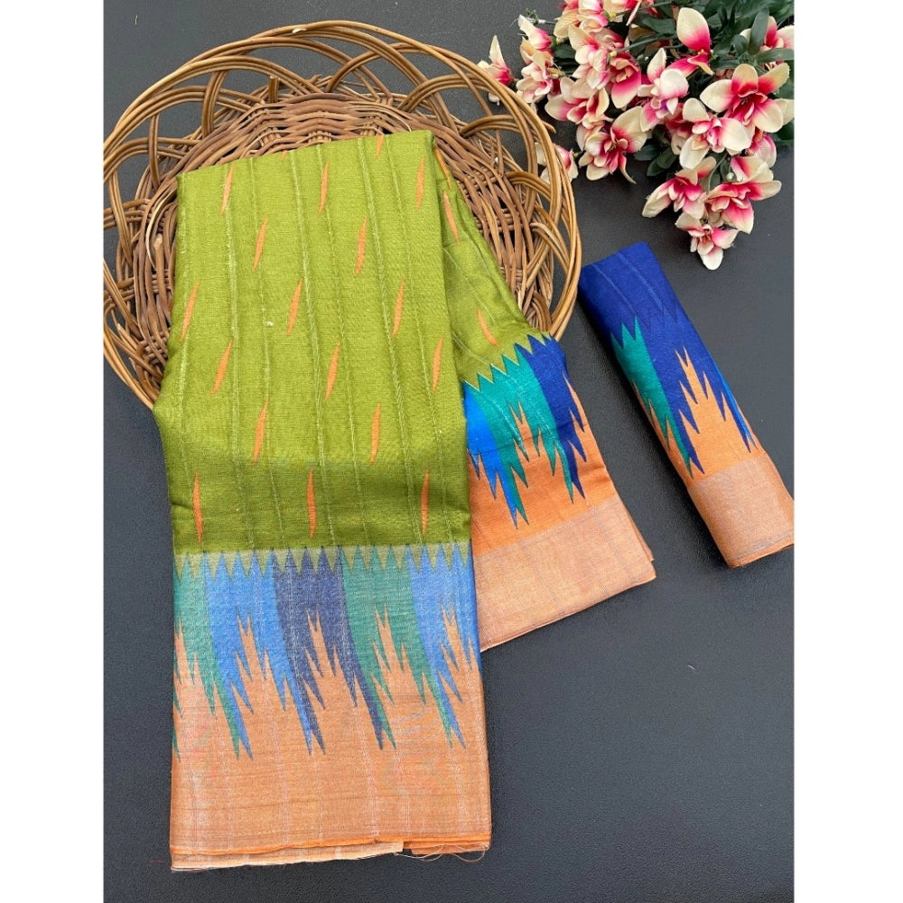 Ranili Cotton Blend Printed Saree With Unstitched Blouse