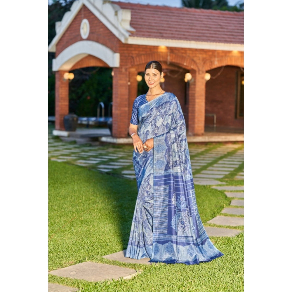 Ranili Crepe Printed Saree With Unstitched Blouse