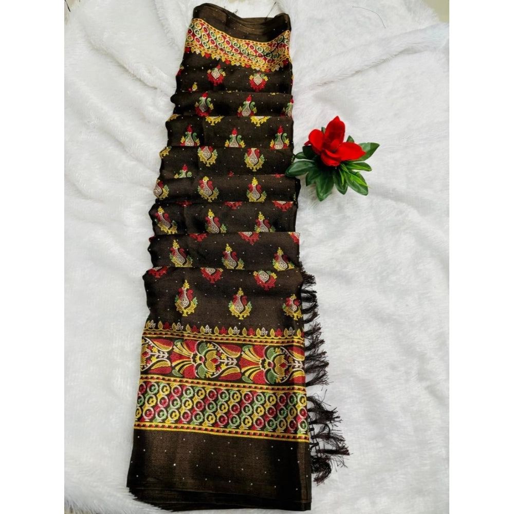 Ranili Silk Blend Printed Saree With Unstitched Blouse