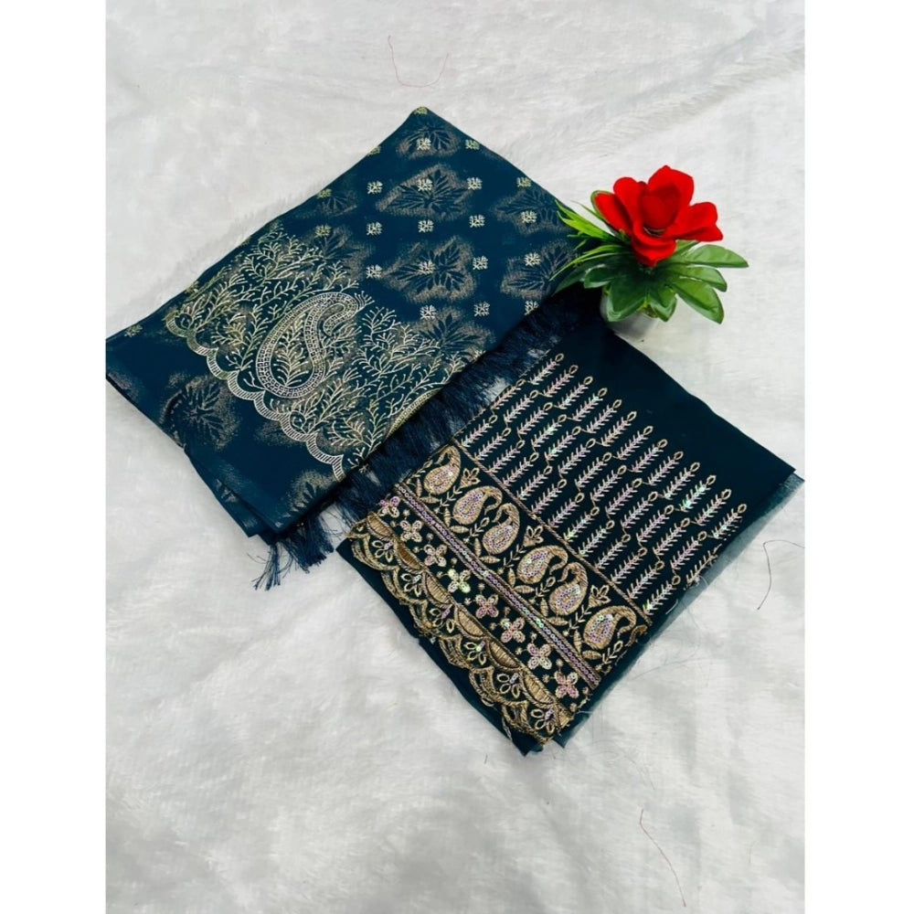 Ranili Georgette Printed Saree With Unstitched Blouse