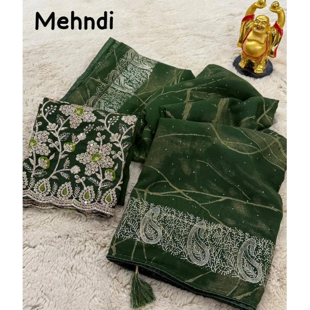 Ranili Georgette Printed Saree With Unstitched Blouse
