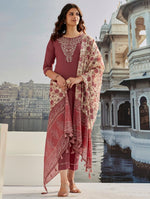 Ranili Chanderi Cotton Kurta Set with Pant & Dupatta