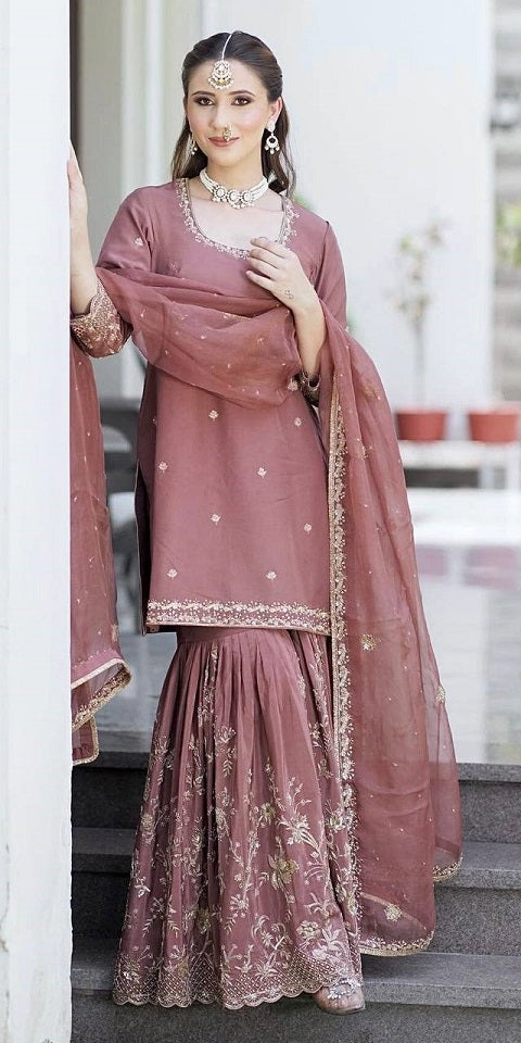 Ready to Wear Pure Fox Georgette Kediya-Palazzo and Dupatta Set