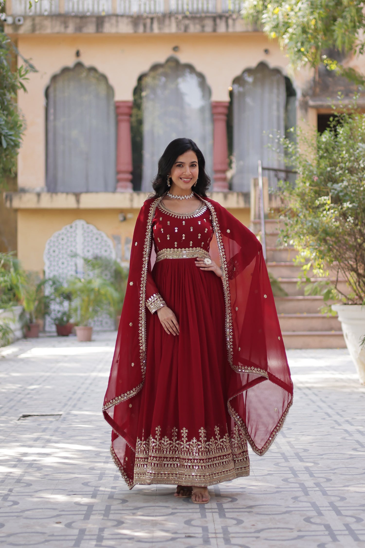 Ready-made Anarkali Gown with Exquisite Embroidery Work