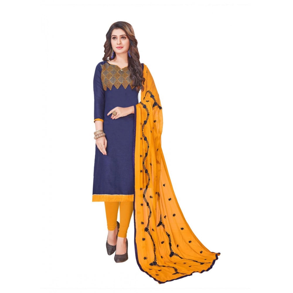 Ranili Slub Cotton Unstitched Salwar-suit Material With Dupatta