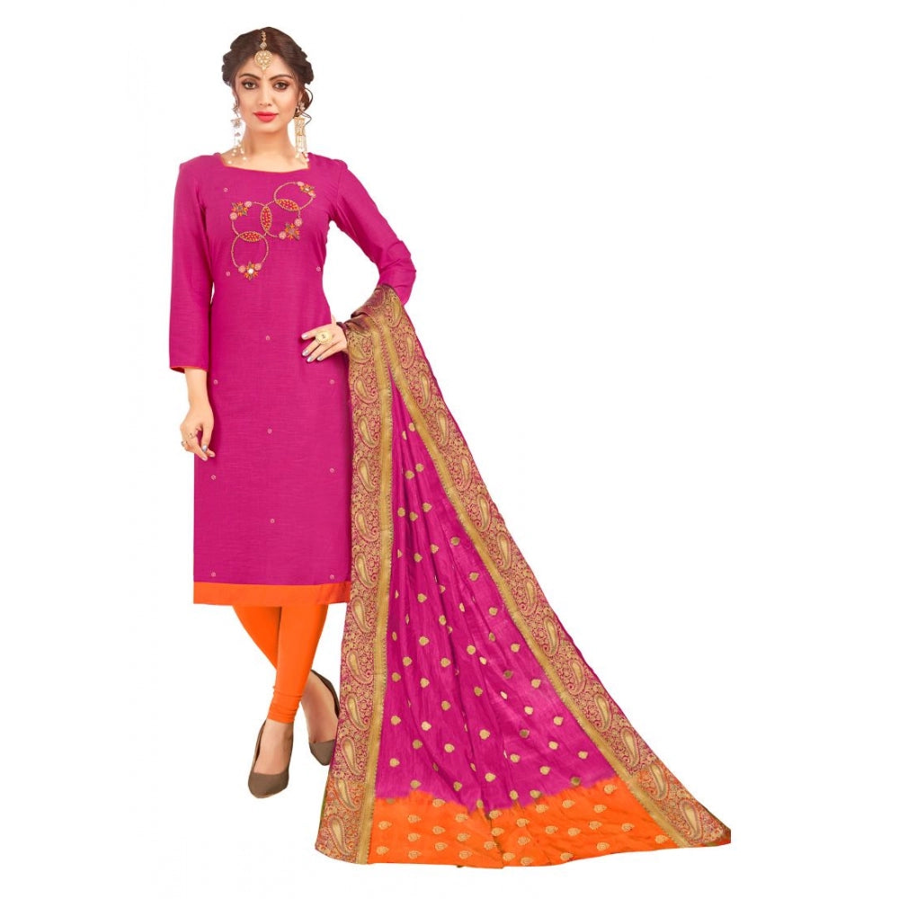 Ranili South Slub Cotton Unstitched Salwar-suit Material With Dupatta