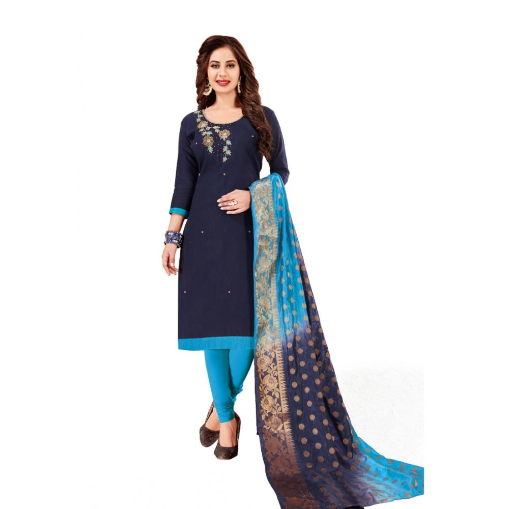 Ranili Slub Cotton Unstitched Salwar-suit Material With Dupatta