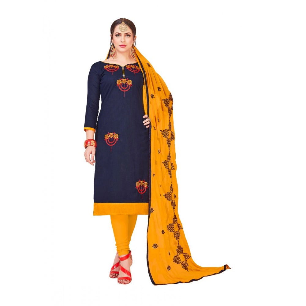 Ranili Slub Cotton Unstitched Salwar-suit Material With Dupatta